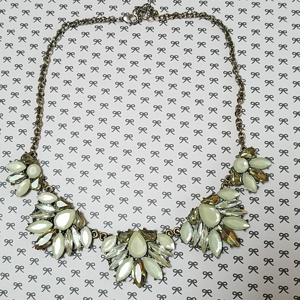 Silver and white gemstone statement necklace